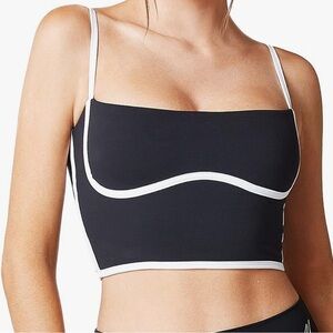 Alo Airbrush Stream Lined Bra Tank Black/White - Size Small